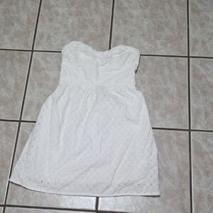 American Eagle Outfitters White Strapless Dress